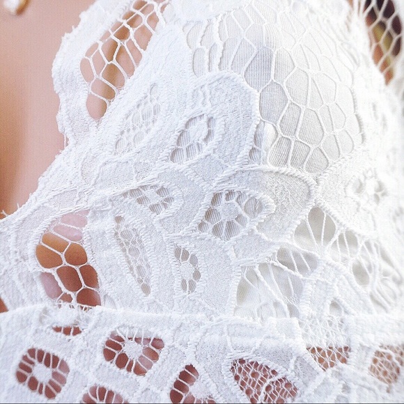 White Crochet Lace Bralette Ruffle Dress - Picture 7 of 9